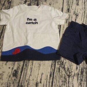 Gymboree Pelican Catch 0-3 Month Shorts 3-6 Shirt Outfit NWT